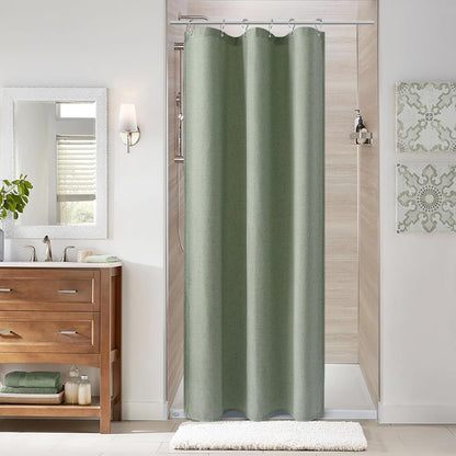 Naturoom Weighted Natural Flax Linen Shower Curtain Set