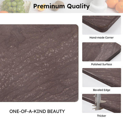 Diflart Natural Granite Cutting Board: Large 16" x 20" Polished Stone Slab.