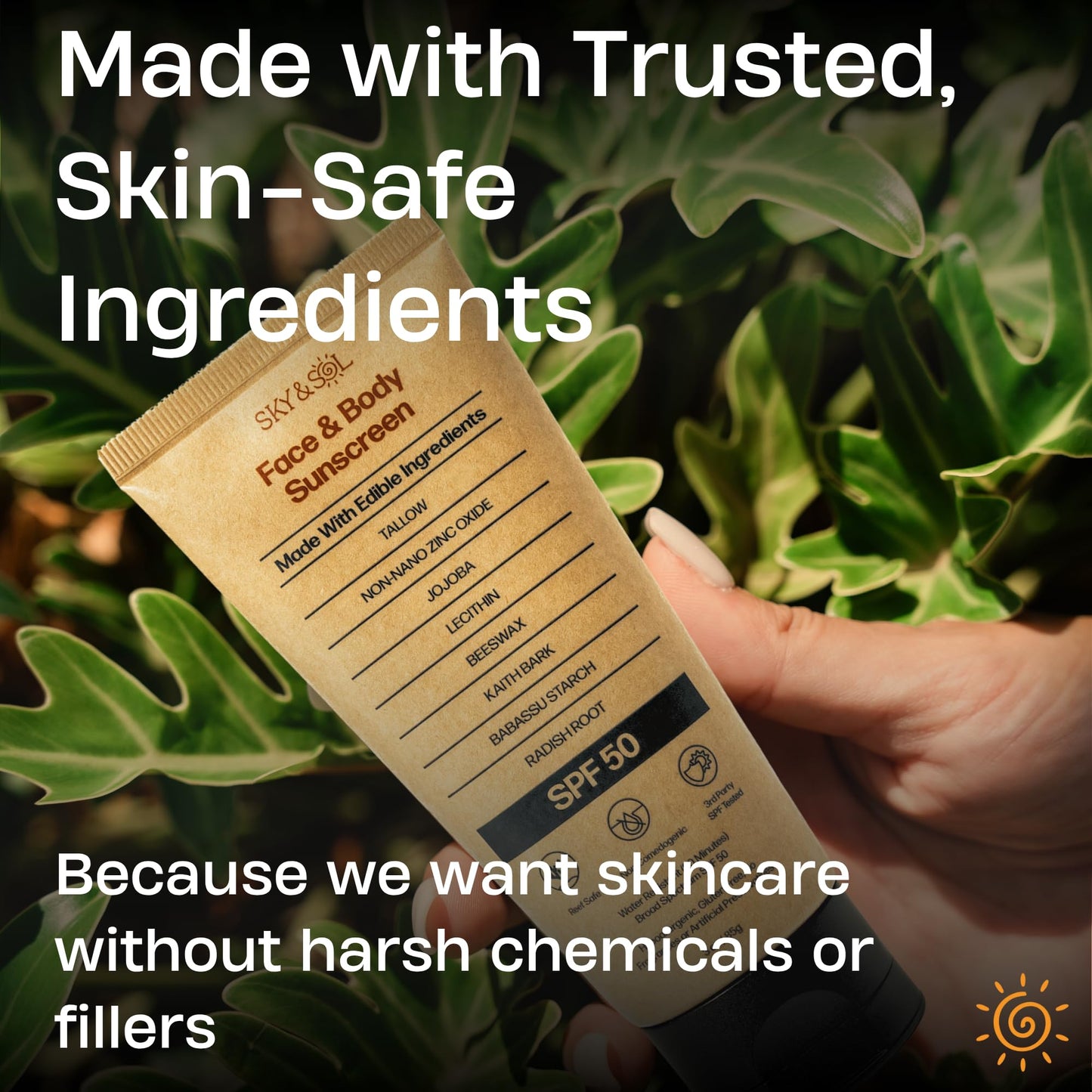 Sky and Sol Natural Mineral Sunscreen SPF 30 3 oz: Natural Tallow & Zinc Oxide, Reef Safe, Water Resistant, Fragrance-Free, Non-Greasy Formula for Face and Body