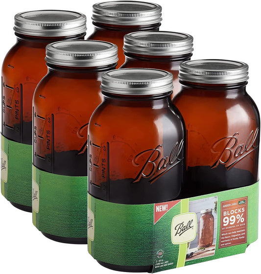 Ball Collection Elite Amber Quart Jar | TRUE Shift Glass Food Storage (32 oz)