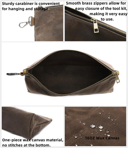 Heavy-Duty 16oz Waxed Cotton Canvas Multipurpose Parent Pouch