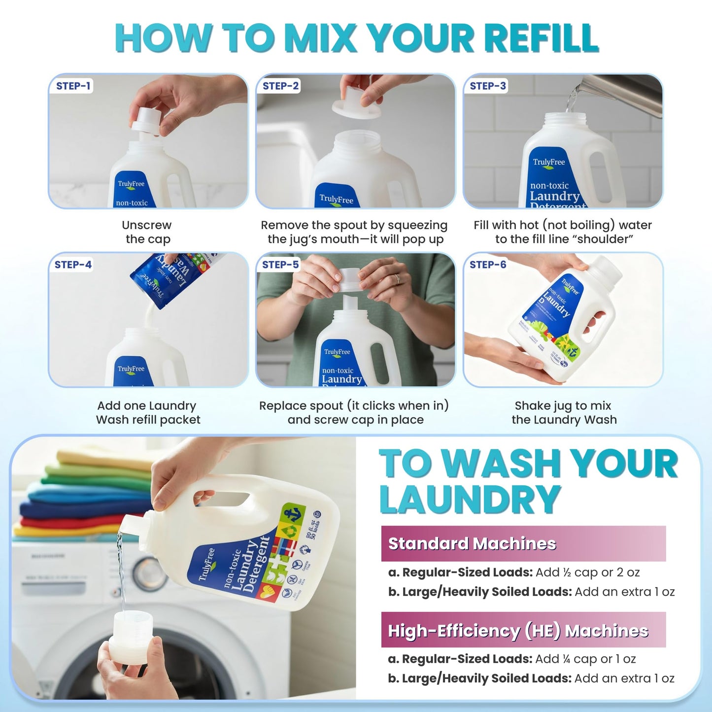 Truly Free Plant-Based Refillable Laundry Wash for Sensitive Skin