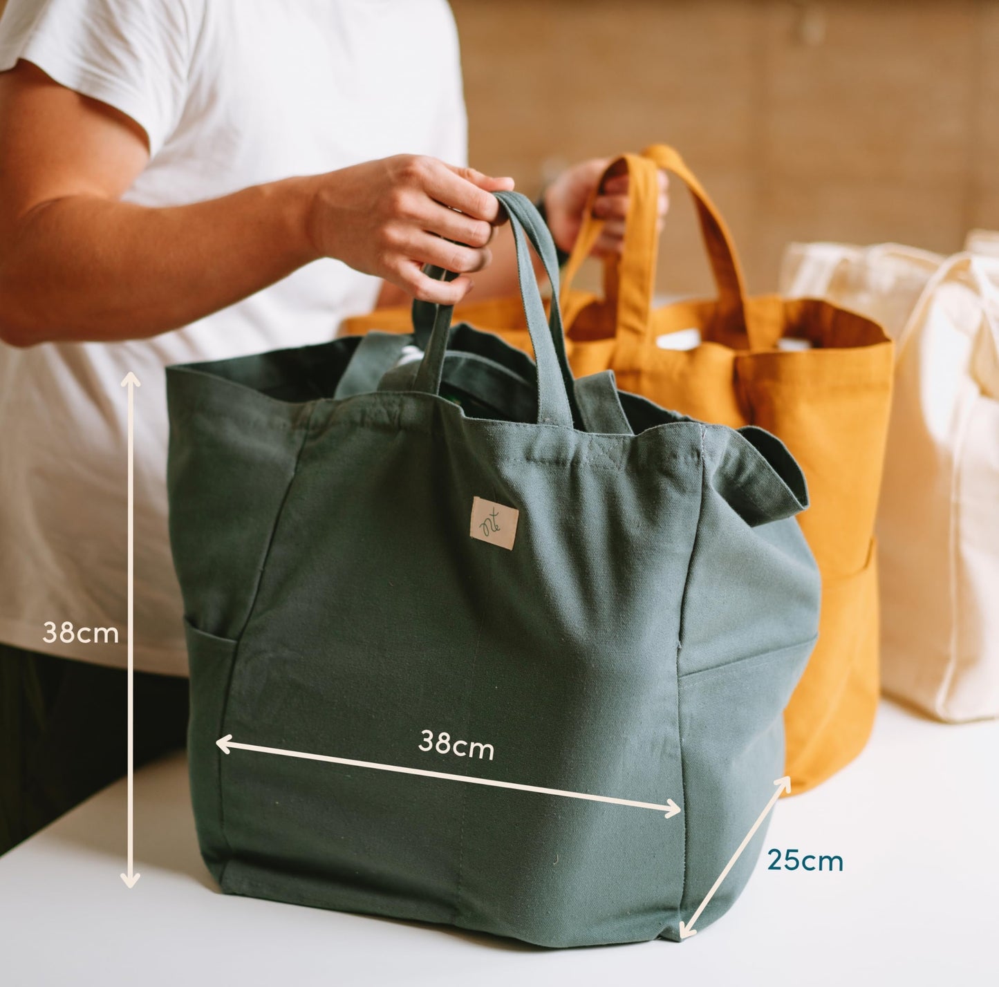 Nook Theory 3-Pack Reusable Cotton Canvas Grocery Bags (12 oz)