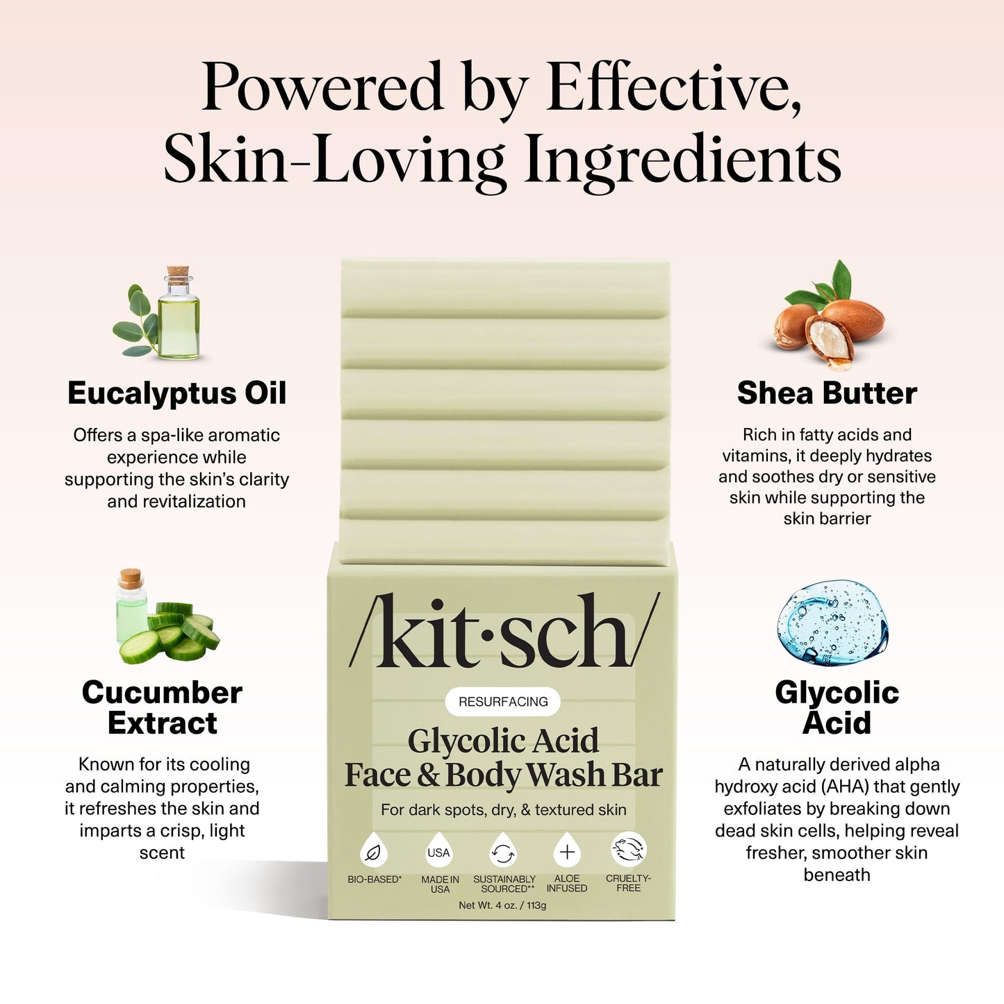 Plastic-Free Sugar Body Scrub Bar, Vegan & Leaping Bunny – Kitsch