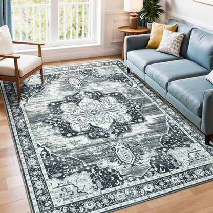 Vibrug Coastal Medallion OEKO-TEX Certified Washable Area Rug