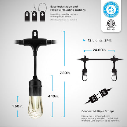 Enbrighten Lifetime LED String Lights: 48ft, Impact-Resistant Acrylic Bulbs, 80% Energy Savings