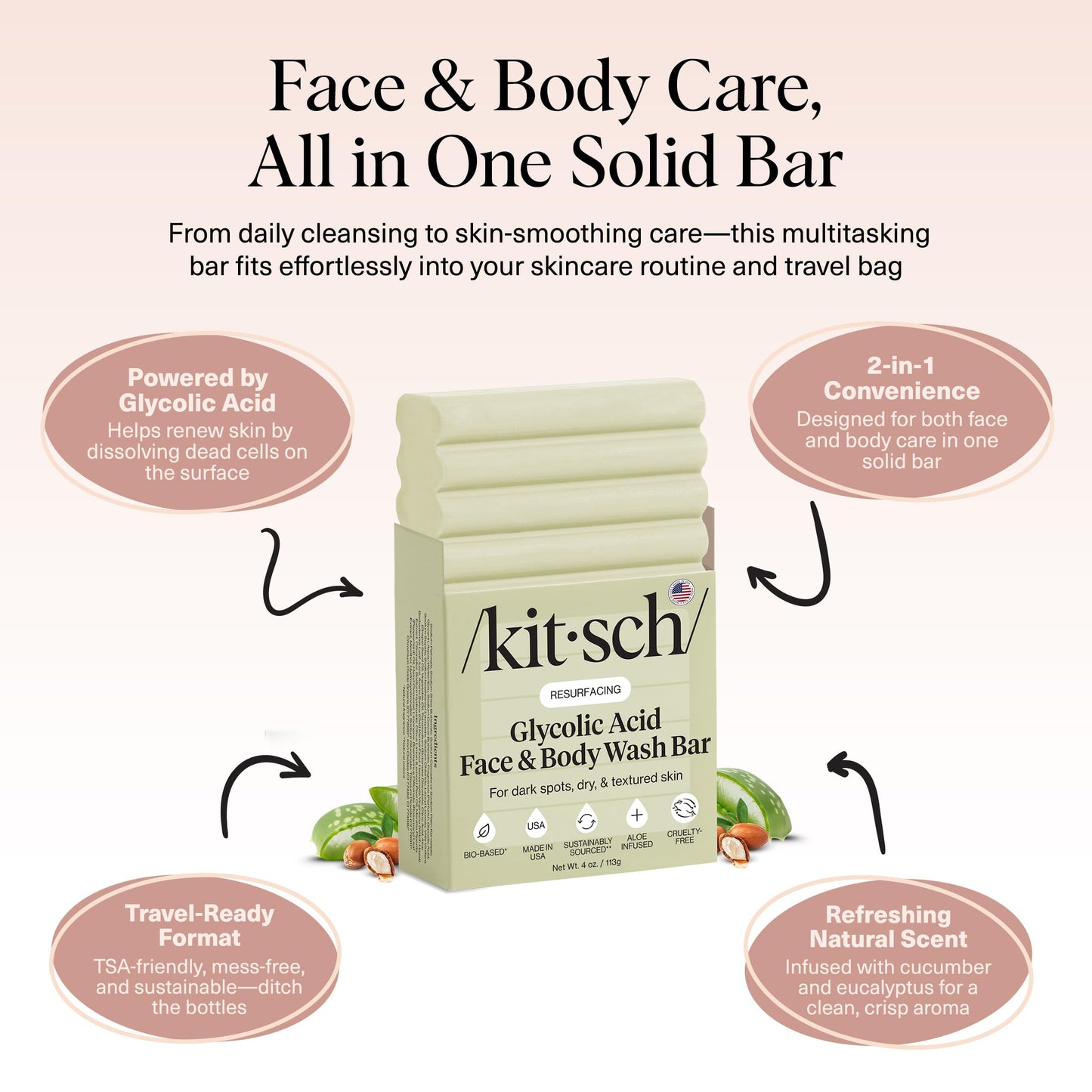 Plastic-Free Sugar Body Scrub Bar, Vegan & Leaping Bunny – Kitsch