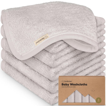 KeaBabies Bamboo Washcloths: 500GSM Ultra-Soft 6-Pack