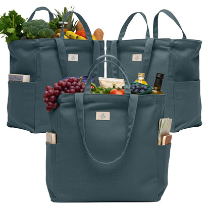 Nook Theory 3-Pack Reusable Cotton Canvas Grocery Bags (12 oz)