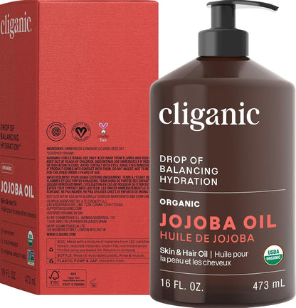 USDA Certified Organic Jojoba Oil, 100% Pure Single-Ingredient – Cliganic