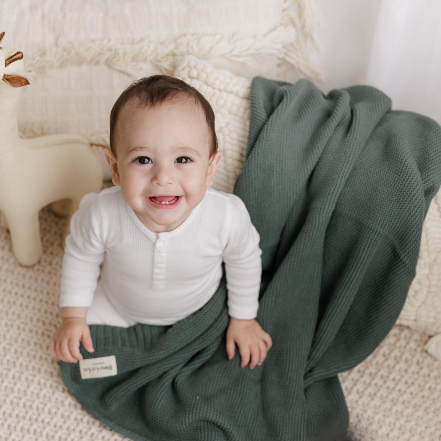 Bleu La La Heritage Knit Blanket: 100% Organic Cotton Luxury