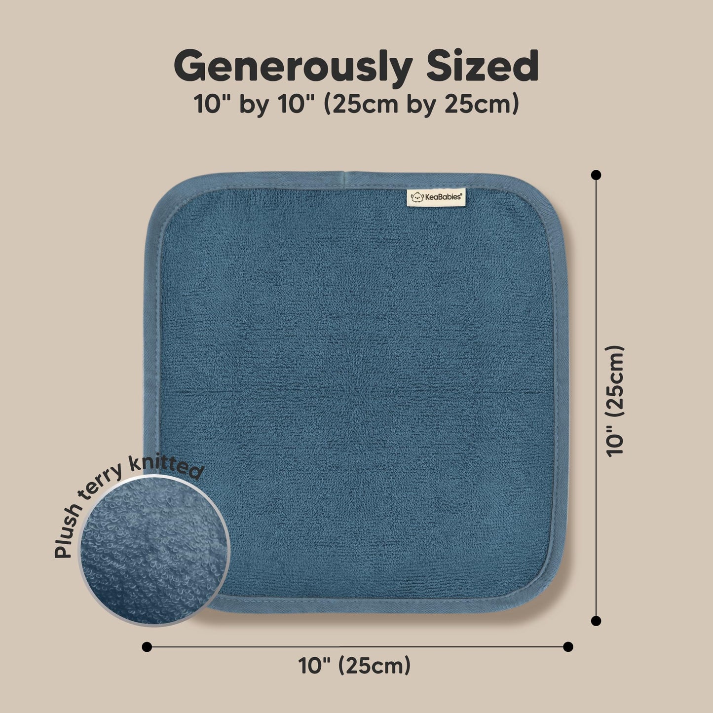 KeaBabies Bamboo Washcloths: 500GSM Ultra-Soft 6-Pack