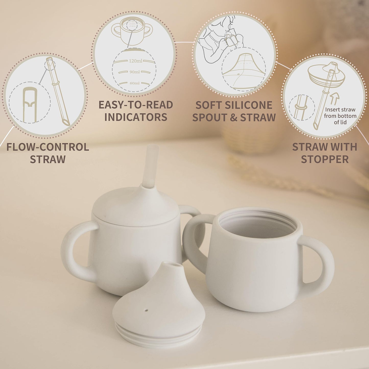 Moonkie 3-in-1 Food-Grade Silicone Training Cup (4 oz)