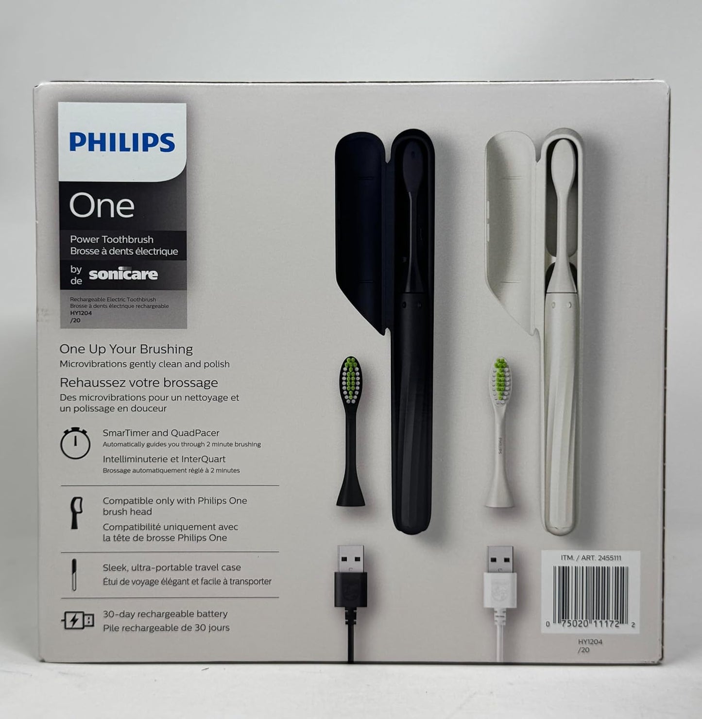 Rechargeable Portable Toothbrush, Bamboo-Head Compatible – Philips One by Sonicare