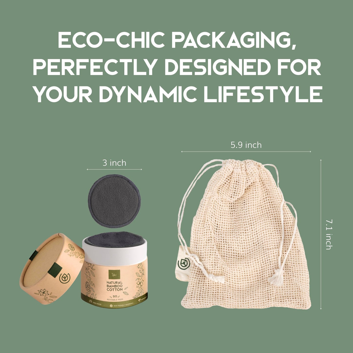 Greenzla Reusable Makeup Remover Pads: 20-Pack Bamboo Cotton Rounds