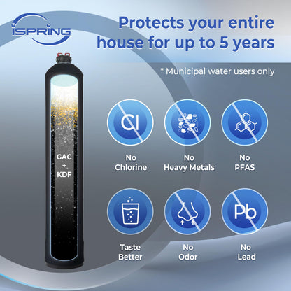 Whole-House PFAS Reduction Water Filter, 10-Year – iSpring WF150K-PF