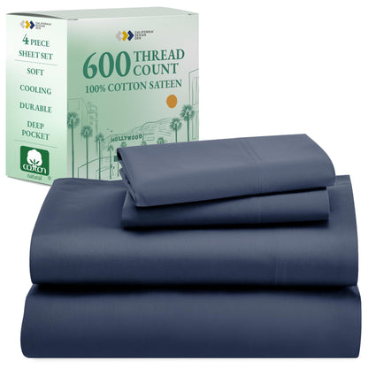 California Design Den 600‑Thread Cotton Sheets | TRUE Shift 4‑Pc Cal King Set