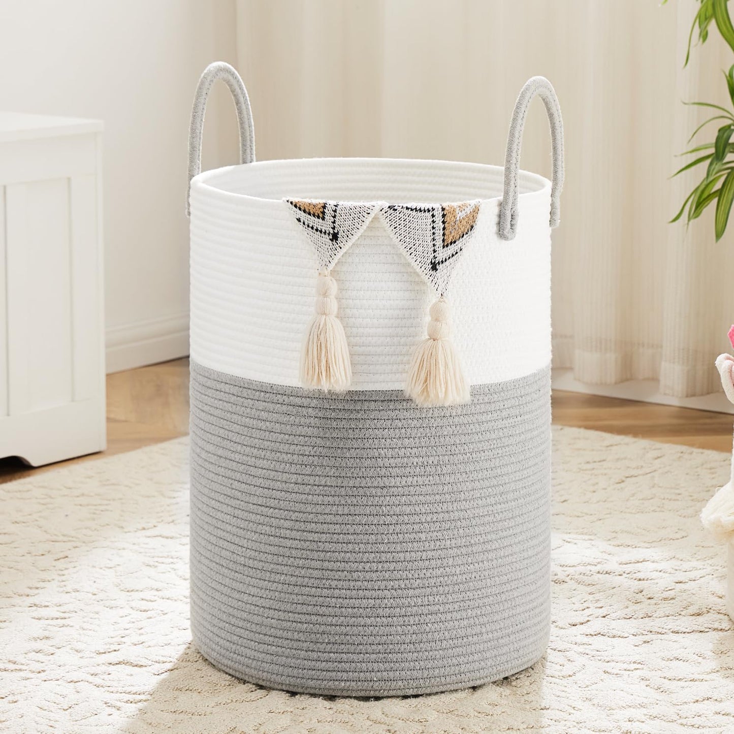 Artfeel 60L Handwoven Natural Cotton Rope Laundry Hamper