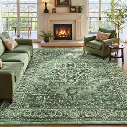 Vibrug Coastal Medallion OEKO-TEX Certified Washable Area Rug