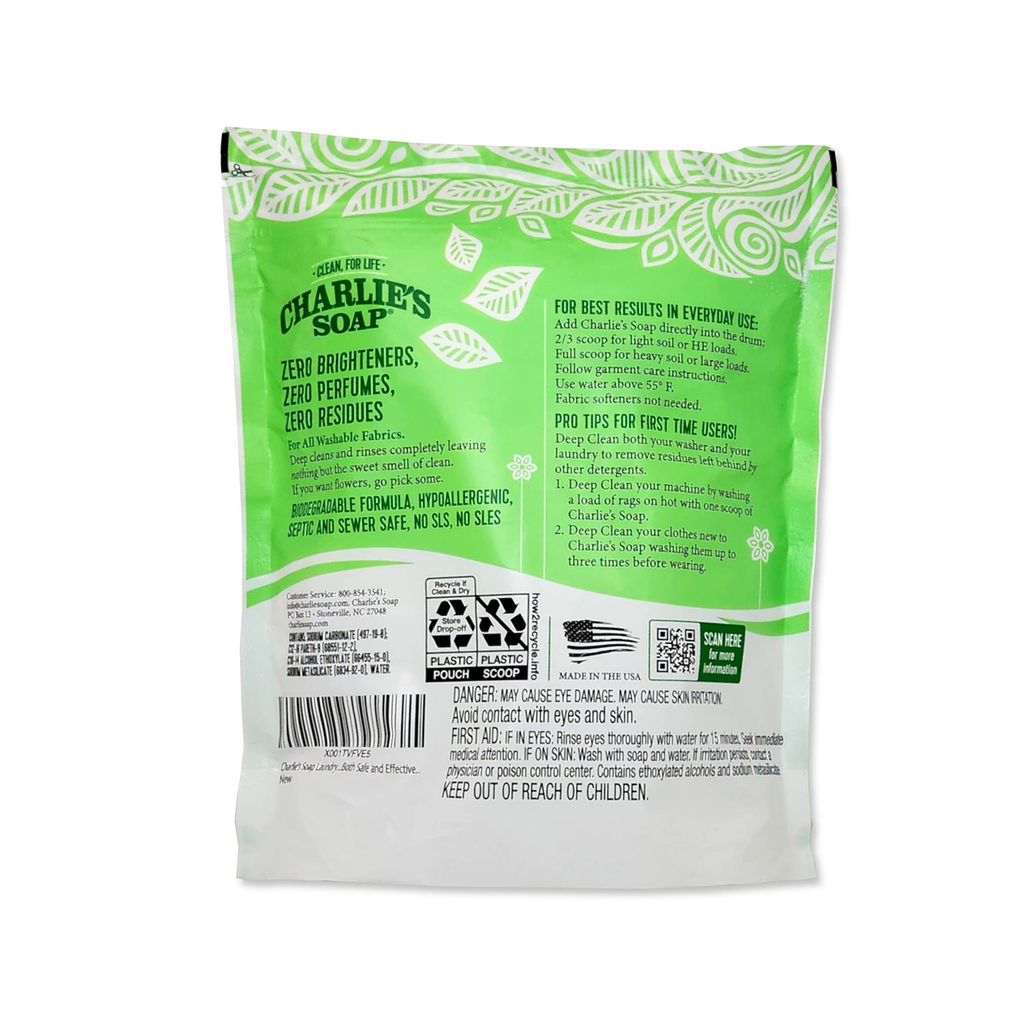 Charlie’s Soap Fragrance-Free Hypoallergenic Deep Cleaning Laundry Powder