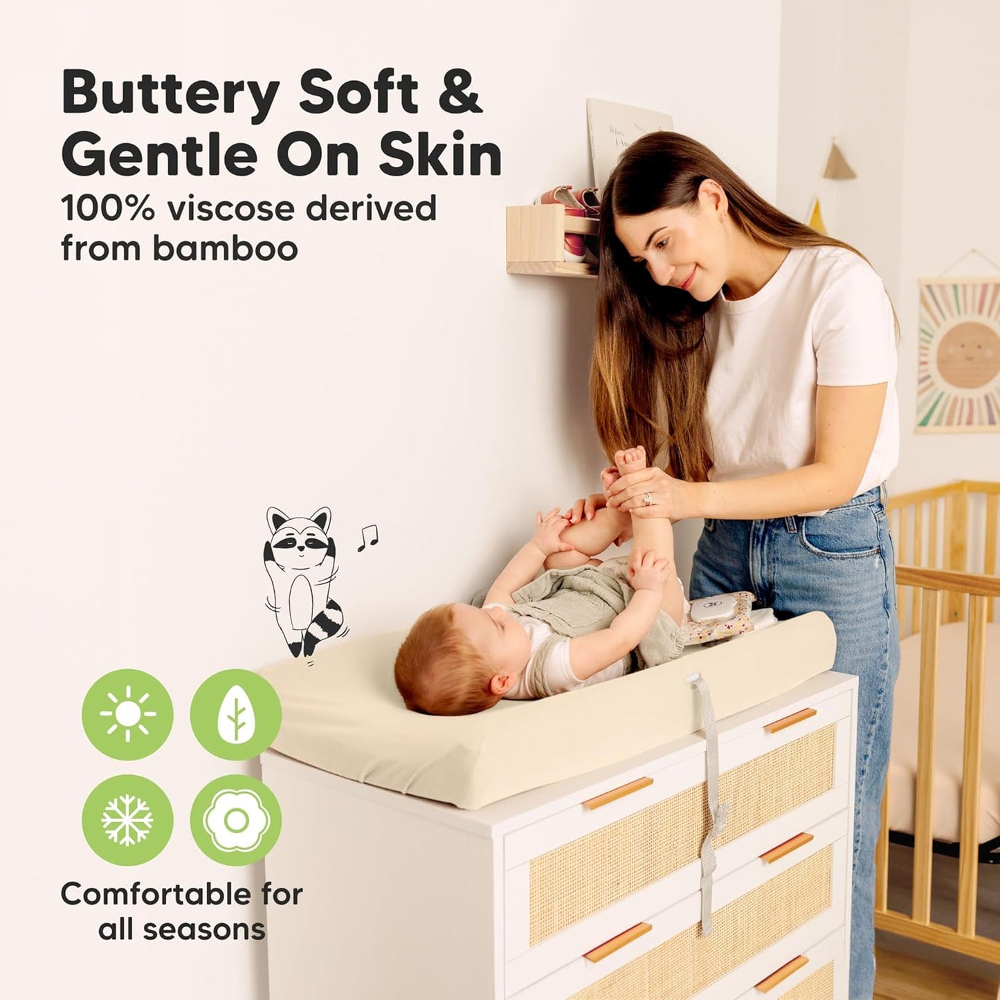 Soothe 100% GOTS-Certified Organic Cotton Changing Pad Covers (2-Pack)