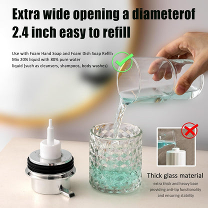 Malachi Diamond-Patterned Glass Foaming Soap Dispenser