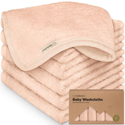 KeaBabies Bamboo Washcloths: 500GSM Ultra-Soft 6-Pack