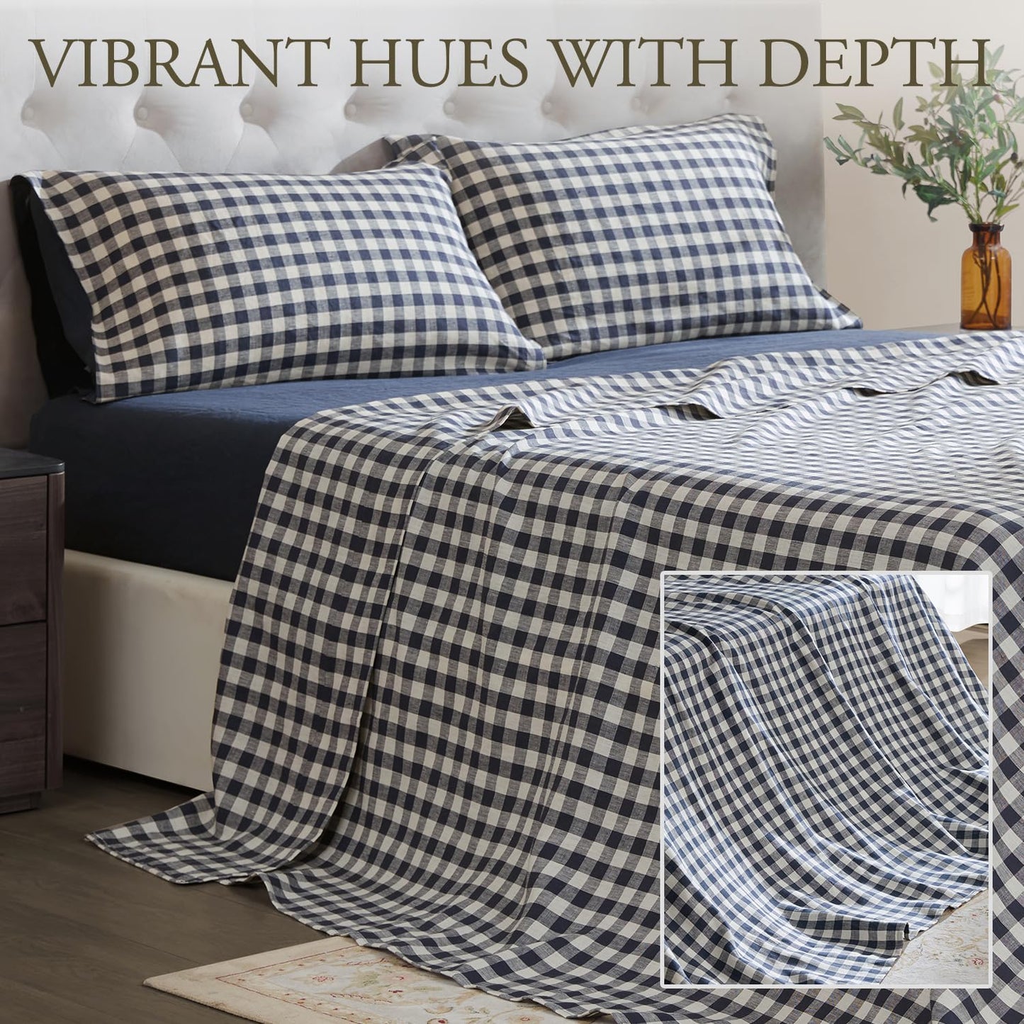 DAPU 100% Pure French Linen Sheets: Natural Normandy Flax Set