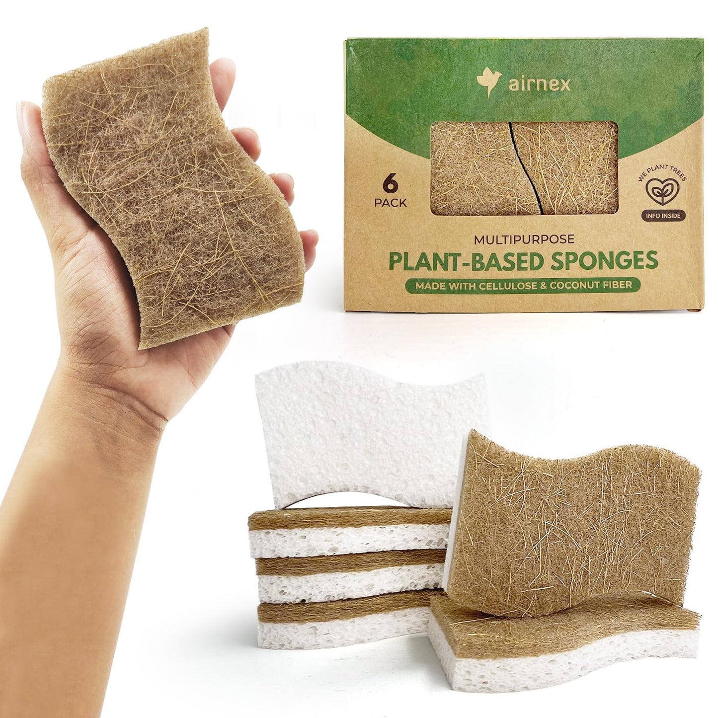 Airnex Biodegradable Natural Kitchen Sponge (24 Pack)