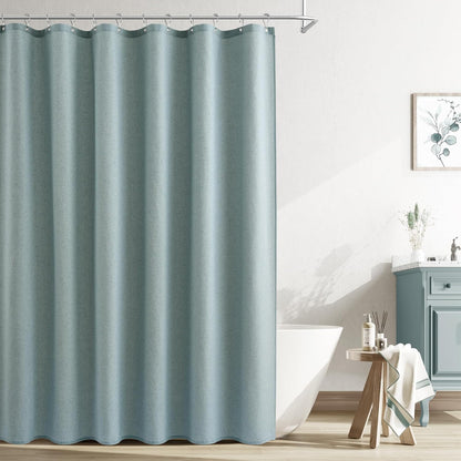 Naturoom Weighted Natural Flax Linen Shower Curtain Set