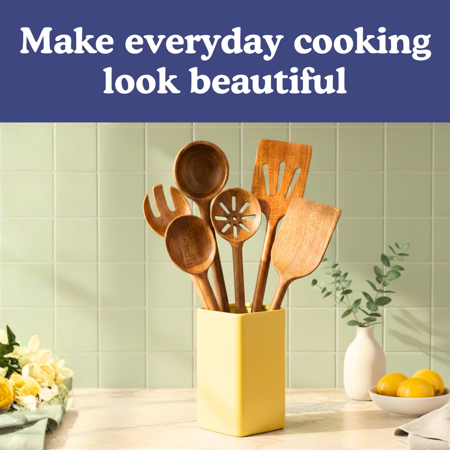 Non-Toxic 6-Piece One-Piece Wooden Utensil Set