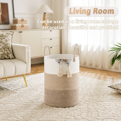 Artfeel 60L Handwoven Natural Cotton Rope Laundry Hamper