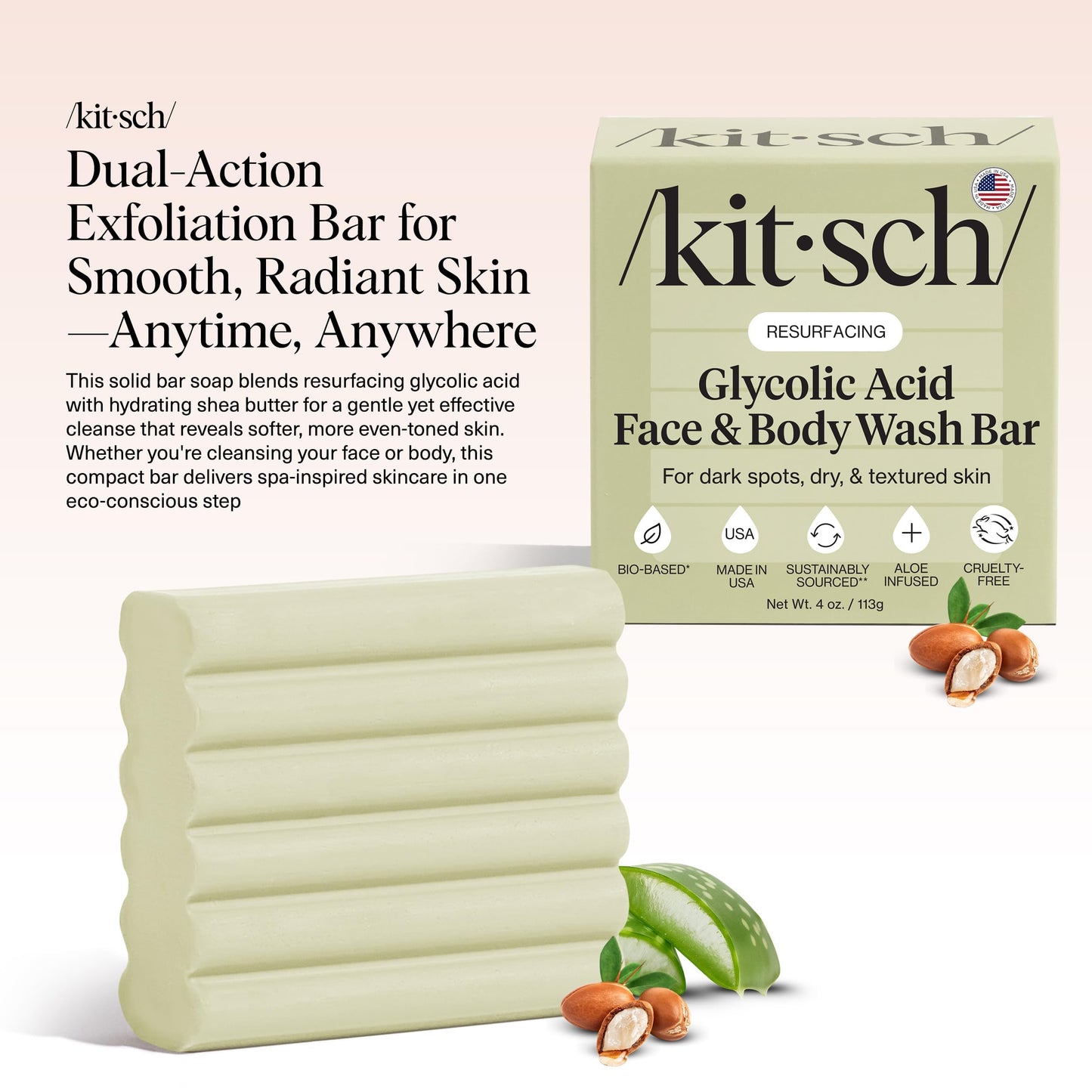 Plastic-Free Sugar Body Scrub Bar, Vegan & Leaping Bunny – Kitsch