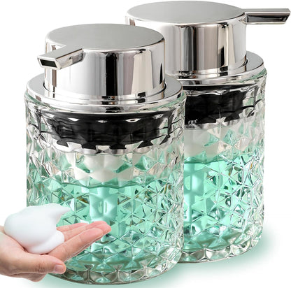 Malachi Diamond-Patterned Glass Foaming Soap Dispenser