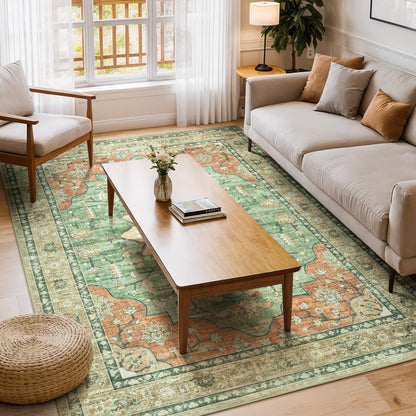 Vibrug Coastal Medallion OEKO-TEX Certified Washable Area Rug