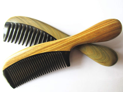 Myhsmooth Horn & Sandalwood Comb | TRUE Shift Toxin‑Free Grooming Tool
