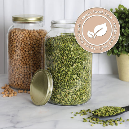 Kitchentoolz 1-Gallon Glass Mason Jars with Airtight Metal Lids (2-Pack)