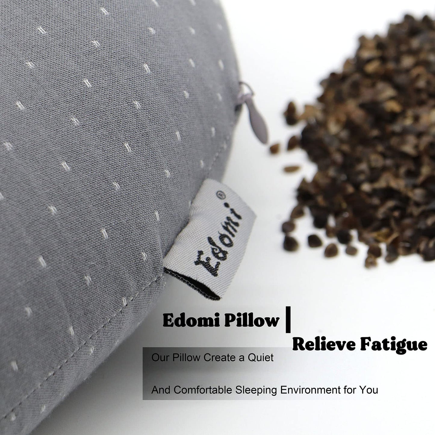 Edomi U-Shaped Adjustable Buckwheat Hull Neck & Shoulder Pillow