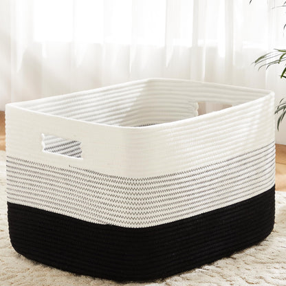 Artfeel 65L Rectangle Woven Natural Cotton Rope Storage Basket