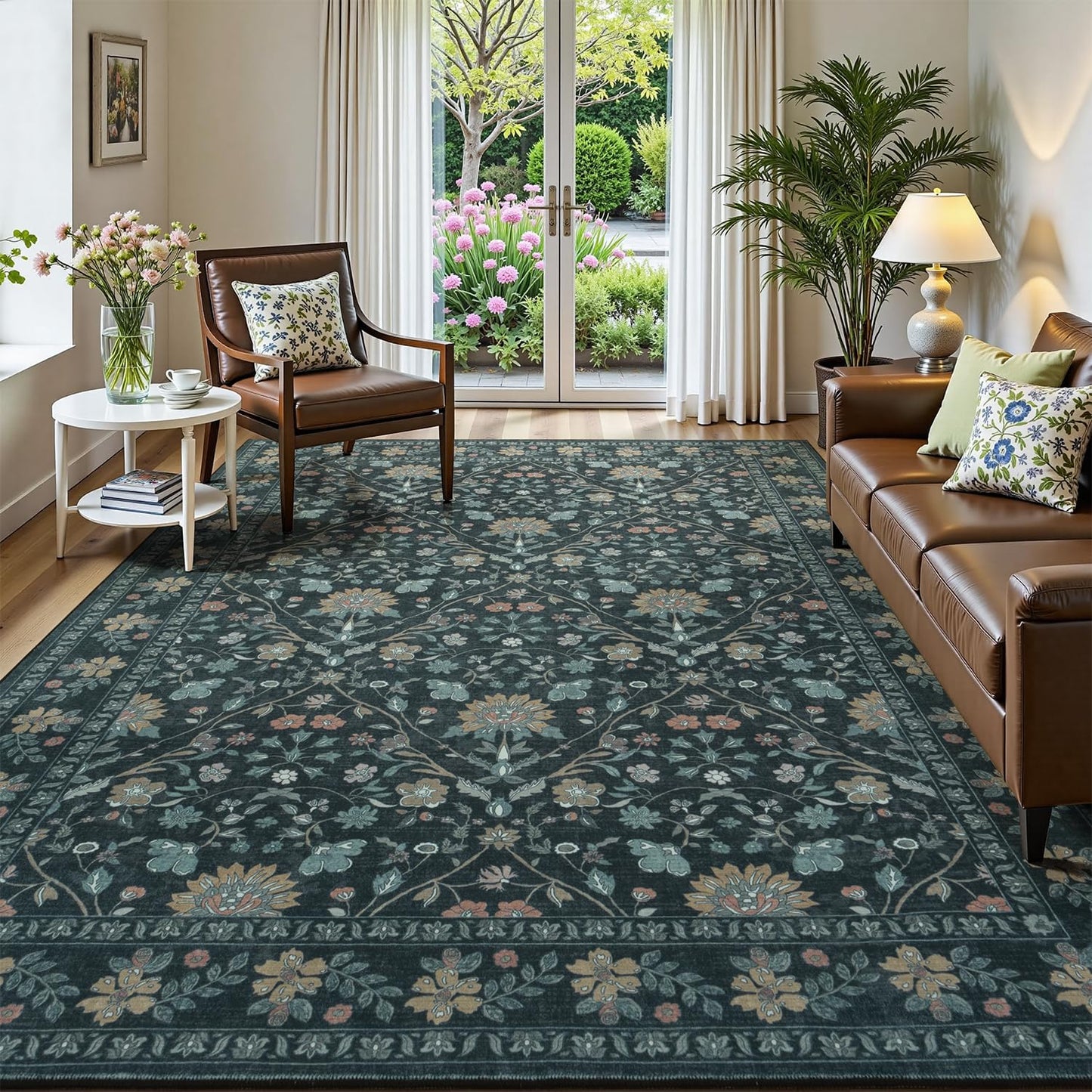 Vibrug Coastal Medallion OEKO-TEX Certified Washable Area Rug