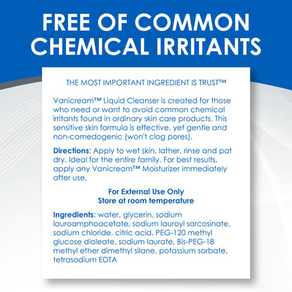 Fragrance-Free, Sulfate-Free Gentle Liquid Cleanser for Face & Body – Vanicream