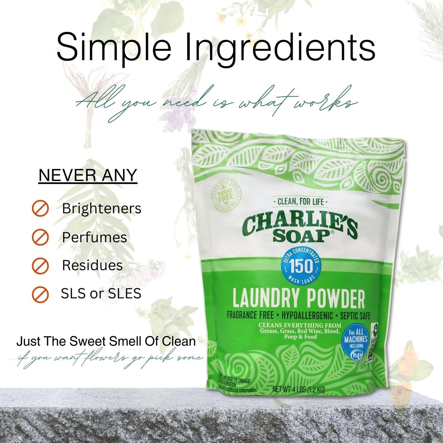 Charlie’s Soap Fragrance-Free Hypoallergenic Deep Cleaning Laundry Powder