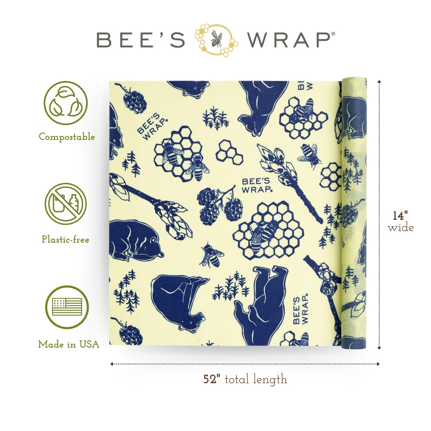 Bee’s Wrap Reusable Beeswax Food Wrap Roll (14" x 52")