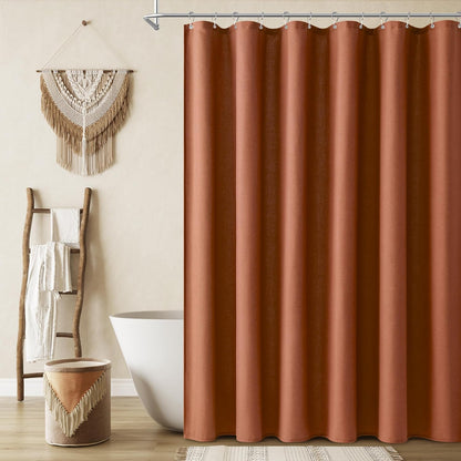 Naturoom Weighted Natural Flax Linen Shower Curtain Set
