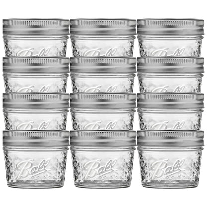 Quilted Glass Jelly Jars, 8 oz, BPA-Free, 12-Count - Ball