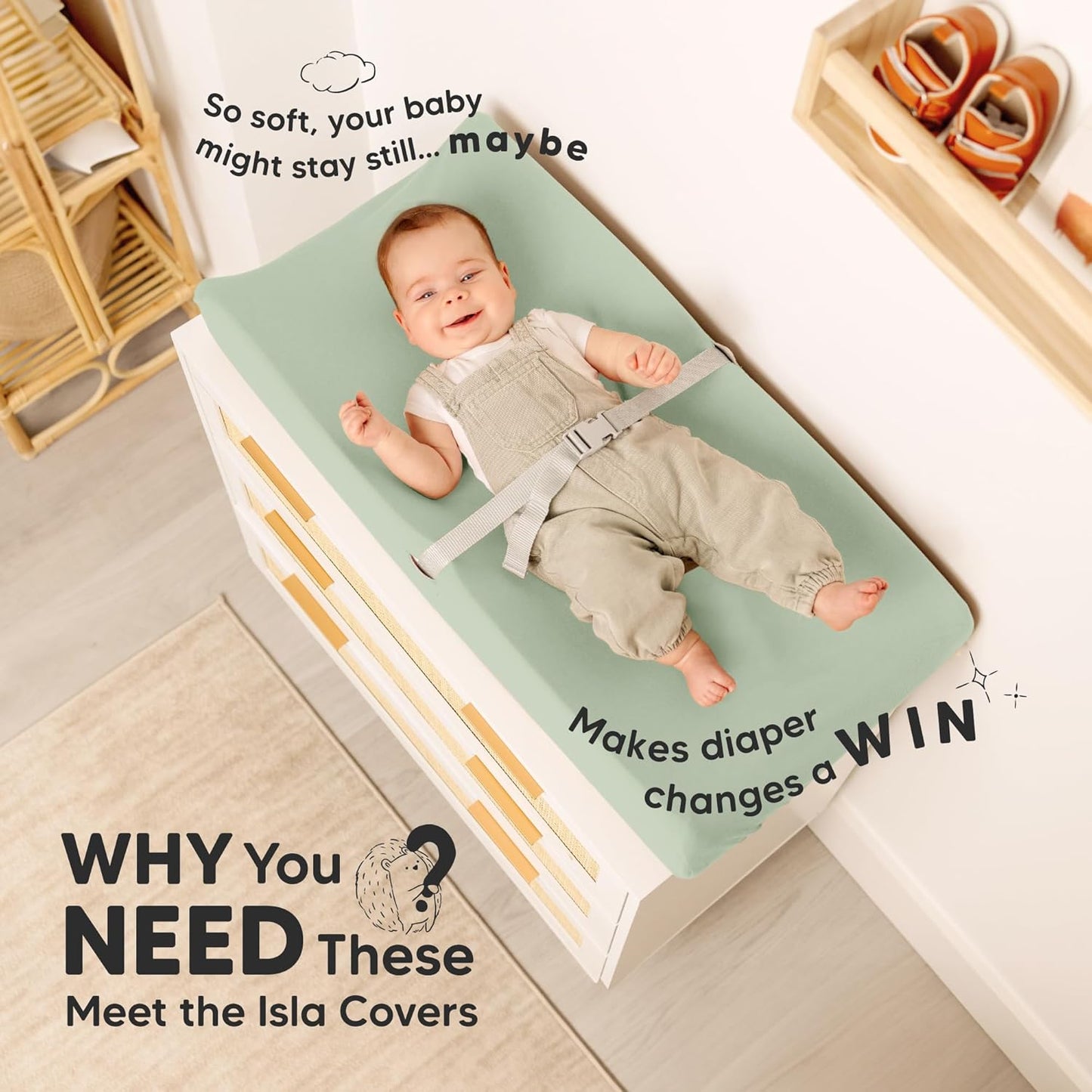 Soothe 100% GOTS-Certified Organic Cotton Changing Pad Covers (2-Pack)