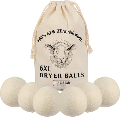Homestead Houseware XL Organic New Zealand Wool Dryer Balls (6-Pack)