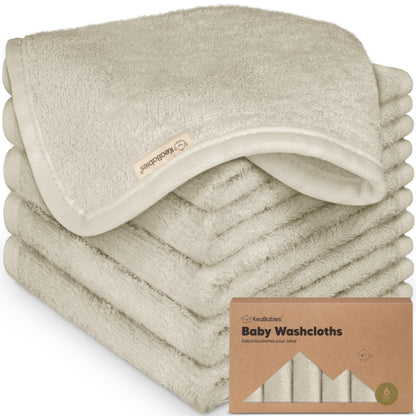 KeaBabies Bamboo Washcloths: 500GSM Ultra-Soft 6-Pack