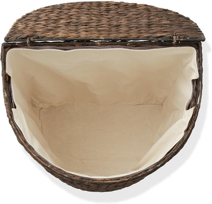 Casafield Handwoven Sustainable Water Hyacinth Half Moon Laundry Hamper