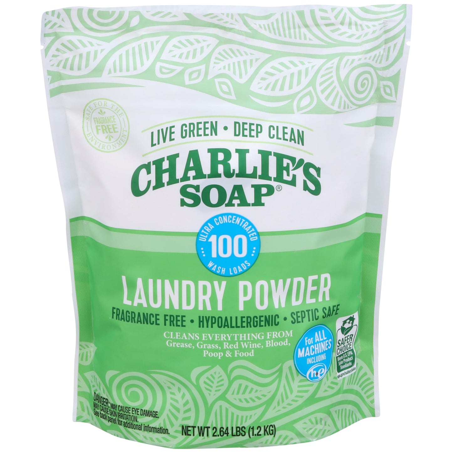 Charlie’s Soap Fragrance-Free Hypoallergenic Deep Cleaning Laundry Powder